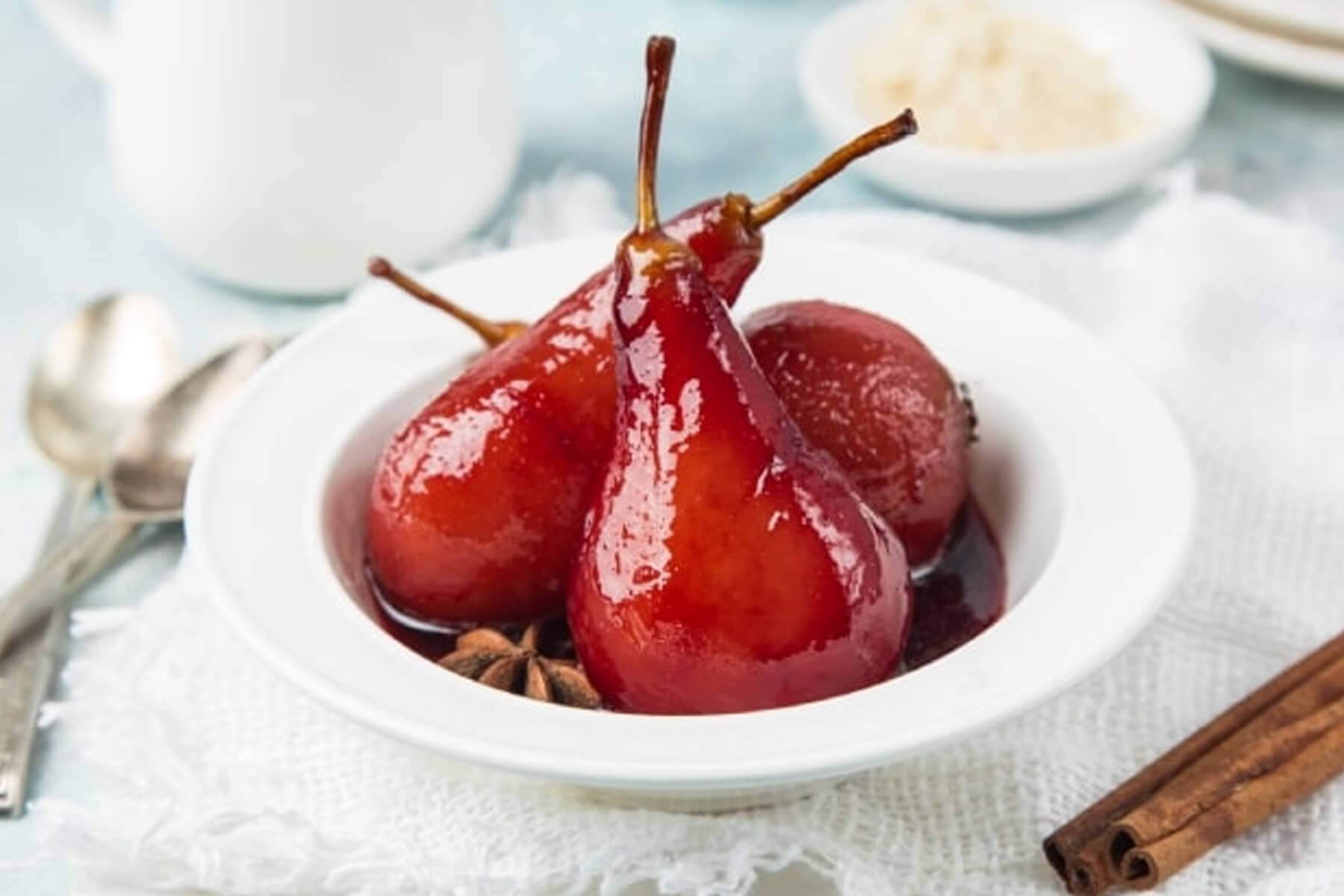 Pears in red wine